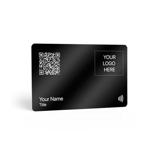 Black Matte PVC | Silver Print | Digital Business Card
